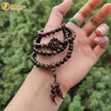  Vòng tay chuỗi 108 hạt gỗ trầm sánh chìm size 6 li mix charm hoa sen trầm sánh may mắn, bình an - Tuệ Lâm 