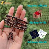  Vòng tay chuỗi 108 hạt gỗ trầm sánh chìm size 6 li mix charm hoa sen trầm sánh may mắn bình an 