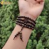  Vòng tay chuỗi 108 hạt gỗ trầm sánh chìm size 6 li mix charm hoa sen trầm sánh may mắn bình an 