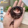 Vòng tay chuỗi 108 hạt gỗ trầm sánh chìm size 6 li mix charm hoa sen trầm sánh may mắn bình an