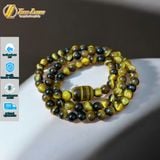  Vòng Tay Đá Mắt Hổ Nâu Vàng 6 Li Chuỗi Cuốn 3 Vòng mix lu thống tài lộc 