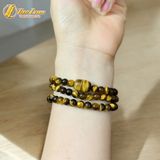  Vòng Tay Đá Mắt Hổ Nâu Vàng 6 Li Chuỗi Cuốn 3 Vòng mix lu thống tài lộc 