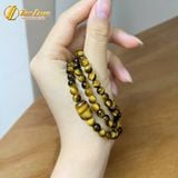  Vòng Tay Đá Mắt Hổ Nâu Vàng 6 Li Chuỗi Cuốn 3 Vòng mix lu thống tài lộc 