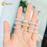  Chuỗi Vòng Tay Bạch Ngọc Cuốn Nhiều Vòng Mix Ngũ Điếu và Charm Cỏ 4 Lá May Mắn - Tài Lộc - Bình An 