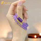  Chuỗi Vòng Tay Đá Thạch Anh Tím Cuốn Nhiều Vòng mix Ngũ Điếu charm vàng 10k May Mắn - Tài Lộc - Hợp Mệnh 