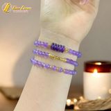  Chuỗi Vòng Tay Đá Thạch Anh Tím Cuốn Nhiều Vòng mix Ngũ Điếu charm vàng 10k May Mắn - Tài Lộc - Hợp Mệnh 