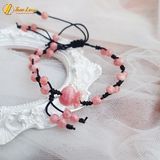  Vòng tay chỉ may mắn bện chuỗi hạt đào hoa mix charm túi tiền tài lộc bình an - DIY TUỆ LÂM 