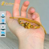  Vòng tay cỏ 4 lá đá mắt hổ nâu vàng hợp mệnh kim thổ bện chỉ handmade may mắn bình an 