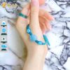 Vòng tay cỏ 4 lá may mắn aquamarine hợp mệnh thủy mộc bện chỉ handmade màu xanh dương
