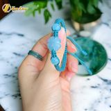  Vòng tay cỏ 4 lá may mắn aquamarine hợp mệnh thủy mộc bện chỉ handmade màu xanh dương 