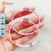 Vòng tay cỏ 4 lá đá thạch anh dâu tây hồng hợp mệnh hỏa mệnh thổ thu hút may mắn bình an hạnh phúc