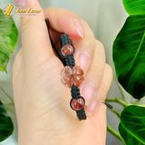 Vòng tay cỏ 4 lá thạch anh tóc đỏ hợp mệnh hỏa thổ bện chỉ handmade may mắn bình an 