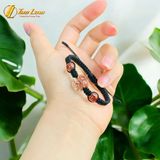  Vòng tay cỏ 4 lá thạch anh tóc đỏ hợp mệnh hỏa thổ bện chỉ handmade may mắn bình an 