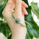  Vòng tay bện chỉ ngũ sắc cỏ 4 lá đá thạch anh tóc xanh hợp mệnh Mộc mệnh Hỏa bình an may mắn 