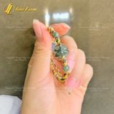  Vòng tay bện chỉ ngũ sắc cỏ 4 lá đá thạch anh tóc xanh hợp mệnh Mộc mệnh Hỏa bình an may mắn 