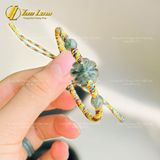  Vòng tay bện chỉ ngũ sắc cỏ 4 lá đá thạch anh tóc xanh hợp mệnh Mộc mệnh Hỏa bình an may mắn 