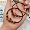 Vòng Tay Túi Tiền Đá Thạch Anh Mắt Hổ Nâu Đỏ hợp mệnh hỏa thổ Bện chỉ handmade may mắn tài lộc