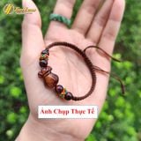  Vòng Tay Túi Tiền Đá Thạch Anh Mắt Hổ Nâu Đỏ hợp mệnh hỏa thổ Bện chỉ handmade may mắn tài lộc 