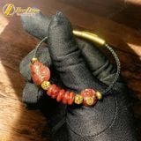  Vòng tay ngũ điếu mix hồ ly và túi tiền đá thạch anh tóc đỏ hợp mệnh hỏa thổ chiêu tài hút lộc may mắn 