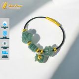  Vòng tay ngũ điếu mix hồ ly và cỏ 4 lá charm vàng treo túi tiền lam ngọc hợp mệnh chiêu tài hút lộc may mắn 