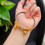  Vòng tay lu thống mix cỏ 4 lá, ngũ điếu, túi tiền đá thạch anh tóc vàng [mệnh Thổ - mệnh Kim] 