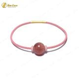  Vòng tay phong thủy hạt đá thạch anh dâu tây hồng size 10 li hợp mệnh hỏa thổ may mắn 