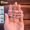 Chuỗi Vòng Tay Đá Thạch Anh Hồng Cuốn Nhiều Vòng Mix Lu thống bầu giác charm hoa anh đào bình an may mắn