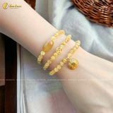  Chuỗi Vòng Tay Đá Thạch Anh Tóc Vàng Cuốn Nhiều Vòng Mix Lu Thống và Túi Tiền Tài Lộc - May Mắn 