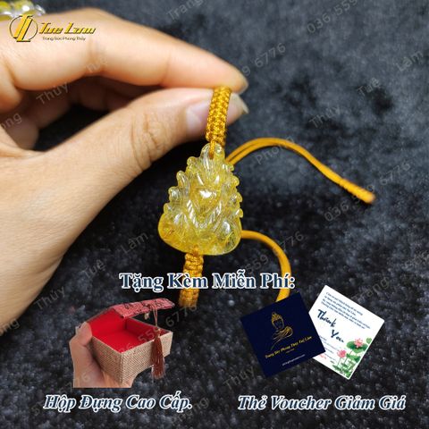Vòng tay chỉ may mắn bện mặt hồ ly chúa chín đuôi đá thạch anh tóc vàng hợp mệnh kim thổ, trợ duyên - Tuệ Lâm