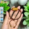Vòng tay may mắn dây chỉ bện ve sầu đá mắt hổ nâu vàng may mắn bình an