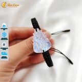  Vòng tay hồ ly chúa 9 đuôi xòe đá moonstone hợp mệnh kim thủy bện chỉ handmade may mắn 