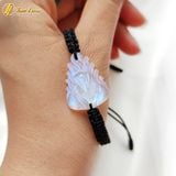  Vòng tay hồ ly chúa 9 đuôi xòe đá moonstone hợp mệnh kim thủy bện chỉ handmade may mắn 