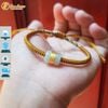 Vòng chỉ may mắn màu vàng đất mix lu thống ngọc phỉ thúy tài lộc