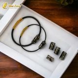  Vòng tay lu thống Thạch Anh tóc đen đốt trúc trơn hợp mệnh thủy mộc chiêu tài hút lộc may mắn 
