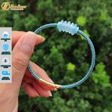  Vòng tay ngũ điếu đá Aquamarine hợp mệnh thủy mộc gia đạo may mắn bình an 