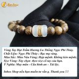  Vòng tay gỗ trầm hương tốc size hạt 8 li mix lu thống phỷ thúy trắng tài lộc may mắn 