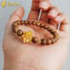Vòng tay hạt gỗ trầm hương tốc vườn size 8 li mix hoa sen bạc mạ vàng bình an may mắn - Tuệ Lâm