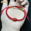  Vòng tay chỉ đỏ may mắn bện handmade hạt lu thống đá mã não đỏ - Tuệ Lâm 