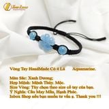  Vòng tay cỏ 4 lá đá aquamarine hợp mệnh thủy mộc bện chỉ handmade mang lại may mắn 