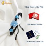  Vòng tay cỏ 4 lá đá aquamarine hợp mệnh thủy mộc bện chỉ handmade mang lại may mắn 