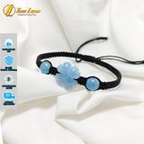  Vòng tay cỏ 4 lá đá aquamarine hợp mệnh thủy mộc bện chỉ handmade mang lại may mắn 