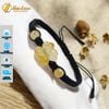 Vòng tay cỏ 4 lá đá thạch anh tóc vàng bện handmade dây chỉ may mắn hợp mệnh kim thổ