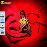  Vòng tay mặt hồ ly chúa 9 đuôi dáng thủng đá mắt hổ nâu vàng bện chỉ may mắn phụ trợ tình duyên 