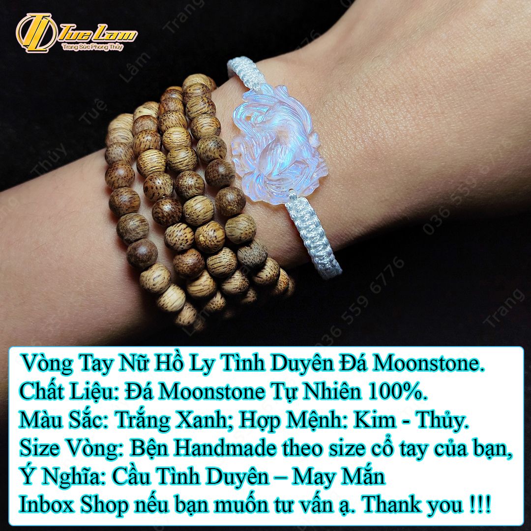  Vòng Tay May Mắn Hồ Ly Chúa Đá Moonstone Tự Nhiên Phù Trợ Tình Duyên - Tuệ Lâm 