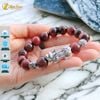 Vòng tay phong thủy chuỗi hạt thạch anh mắt hổ nâu đỏ size 12 Li mix tỳ hưu bạc si đen bi cầu tài lộc - Tuệ Lâm