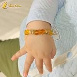  Vòng tay hạt đá hổ phách mix hạt bồ đề cho bé ăn ngon ngủ ngon may mắn bình an 