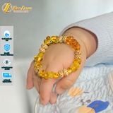  Vòng tay hạt đá hổ phách mix hạt bồ đề cho bé ăn ngon ngủ ngon may mắn bình an 
