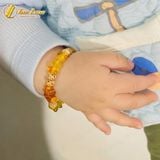  Vòng tay hạt đá hổ phách mix hạt bồ đề cho bé ăn ngon ngủ ngon may mắn bình an 