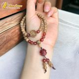  Vòng tay hạt trầm hương banh lào hoa sen mix cỏ 4 lá thạch anh tóc đỏ hợp mệnh may mắn - Tuệ Lâm 