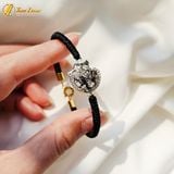  Vòng tay hồ ly chúa ôm hoa thạch anh tóc đen bọc viền bạc S925 hợp mệnh thủy mộc trợ duyên may mắn 